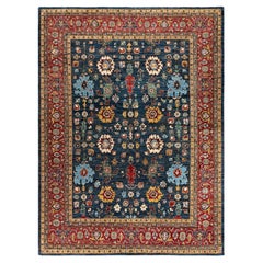 Traditional Serapi Hand Knotted Wool Blue Area Rug