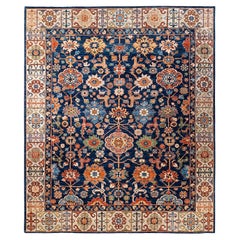 Traditional Serapi Hand Knotted Wool Blue Area Rug