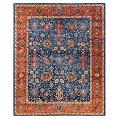 Traditional Serapi Hand Knotted Wool Blue Area Rug Traditional Serapi Hand Knotted Wool Blue Area Rug