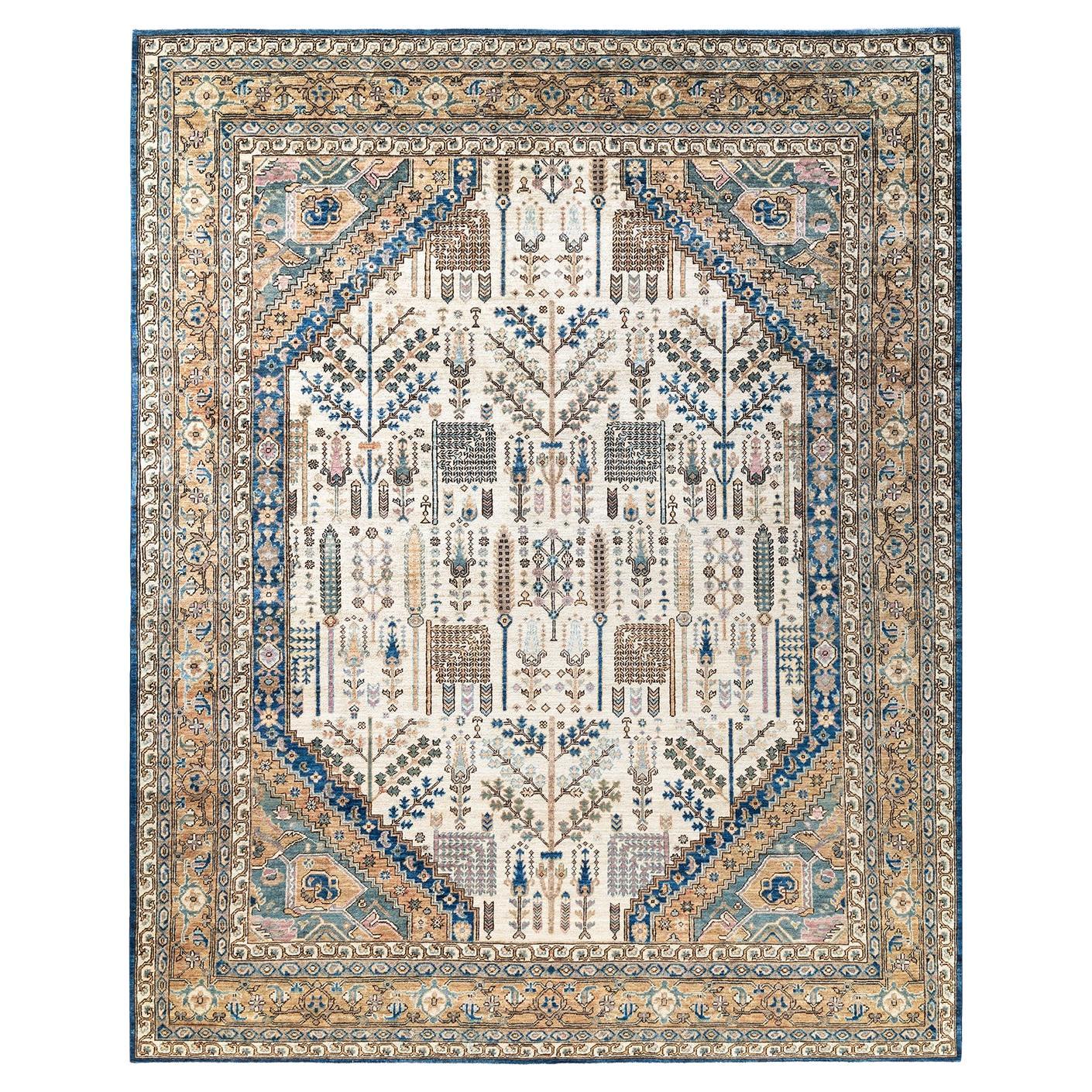Traditional Serapi Hand Knotted Wool Blue Area Rug