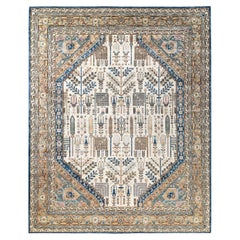 Traditional Serapi Hand Knotted Wool Blue Area Rug