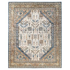  Traditional Serapi Hand Knotted Wool Blue Area Rug