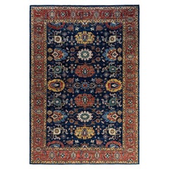 Traditional Serapi Hand Knotted Wool Blue Area Rug