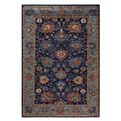  Traditional Serapi Hand Knotted Wool Blue Area Rug