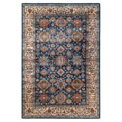 Traditional Serapi Hand Knotted Wool Blue Area Rug