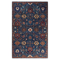  Traditional Serapi Hand Knotted Wool Blue Area Rug