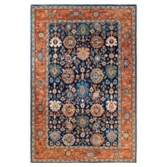 Traditional Serapi Hand Knotted Wool Blue Area Rug