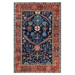 Traditional Serapi Hand Knotted Wool Blue Area Rug