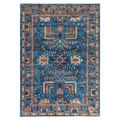 Traditional Serapi Hand Knotted Wool Blue Area Rug