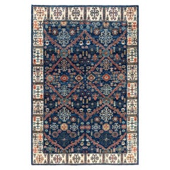 Traditional Serapi Hand Knotted Wool Blue Area Rug 