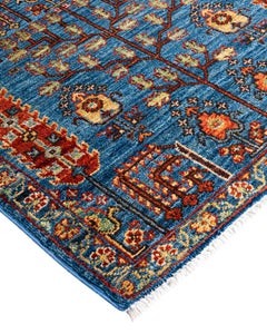 Traditional Serapi Hand Knotted Wool Blue Runner 2' 3" x 6' 10"