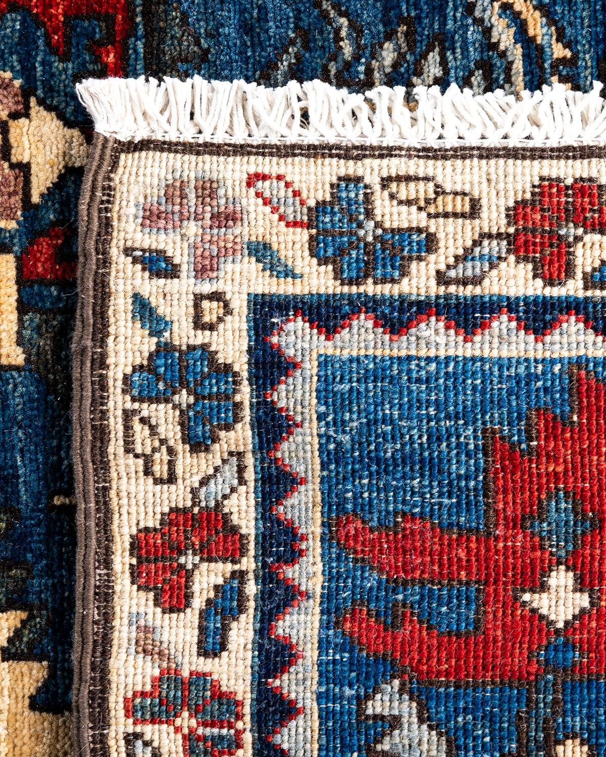 Traditioneller handgeknüpfter Serapi-Läufer aus Wolle in Blau 2' 7