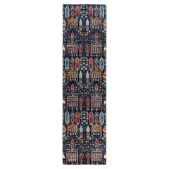 Traditional Serapi Hand Knotted Wool Blue Runner 2
 7" x 9
 6"