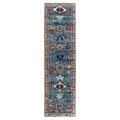 Traditional Serapi Hand Knotted Wool Blue Runner 2
 7" x 9
 8"