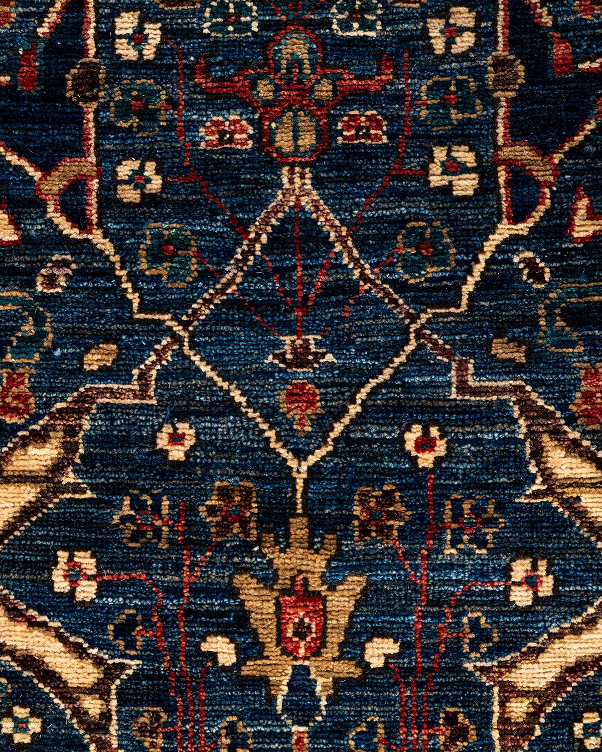 Tradicional Serapi Alfombra de Lana Anudada a Mano Azul 2' 8
