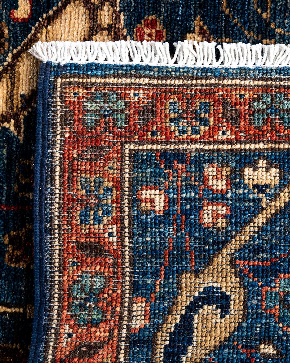 Tradicional Serapi Alfombra de Lana Anudada a Mano Azul 2' 8