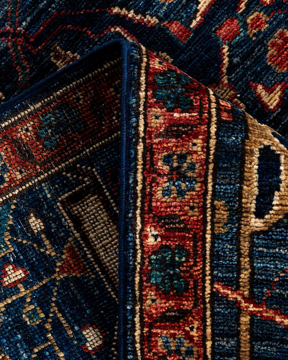 Tradicional Serapi Alfombra de Lana Anudada a Mano Azul 2' 8