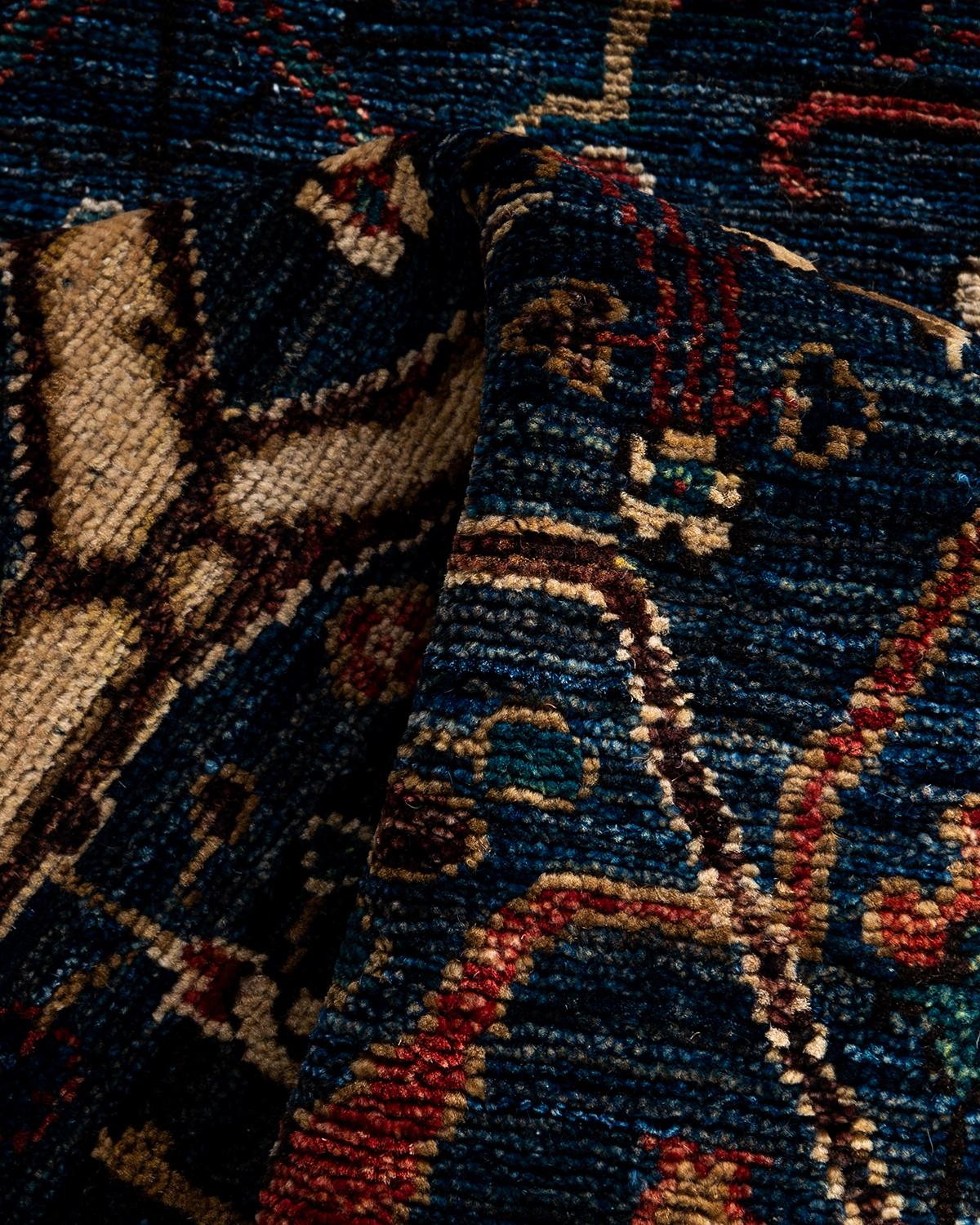 Tradicional Serapi Alfombra de Lana Anudada a Mano Azul 2' 8