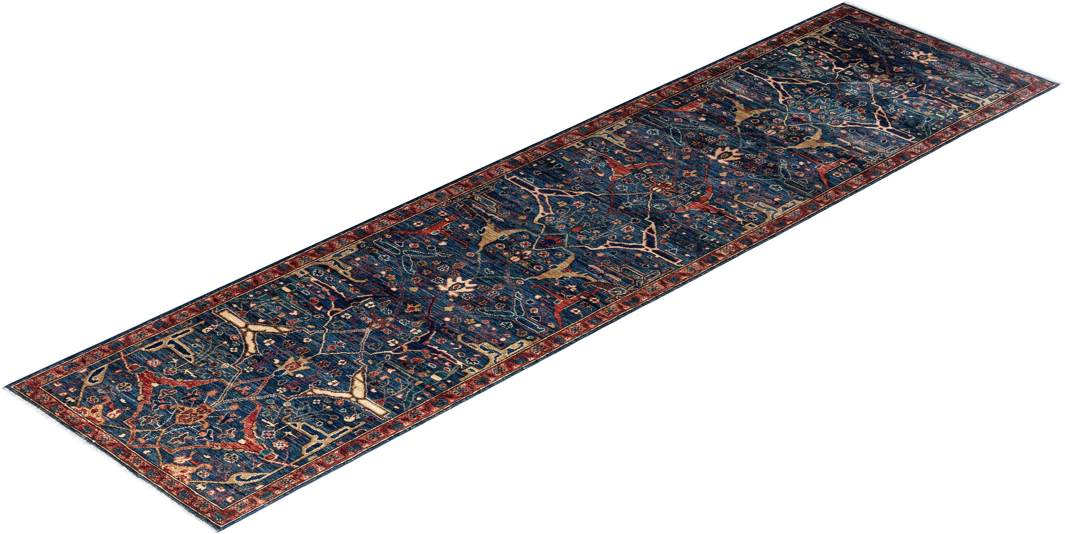 Tradicional Serapi Alfombra de Lana Anudada a Mano Azul 2' 8