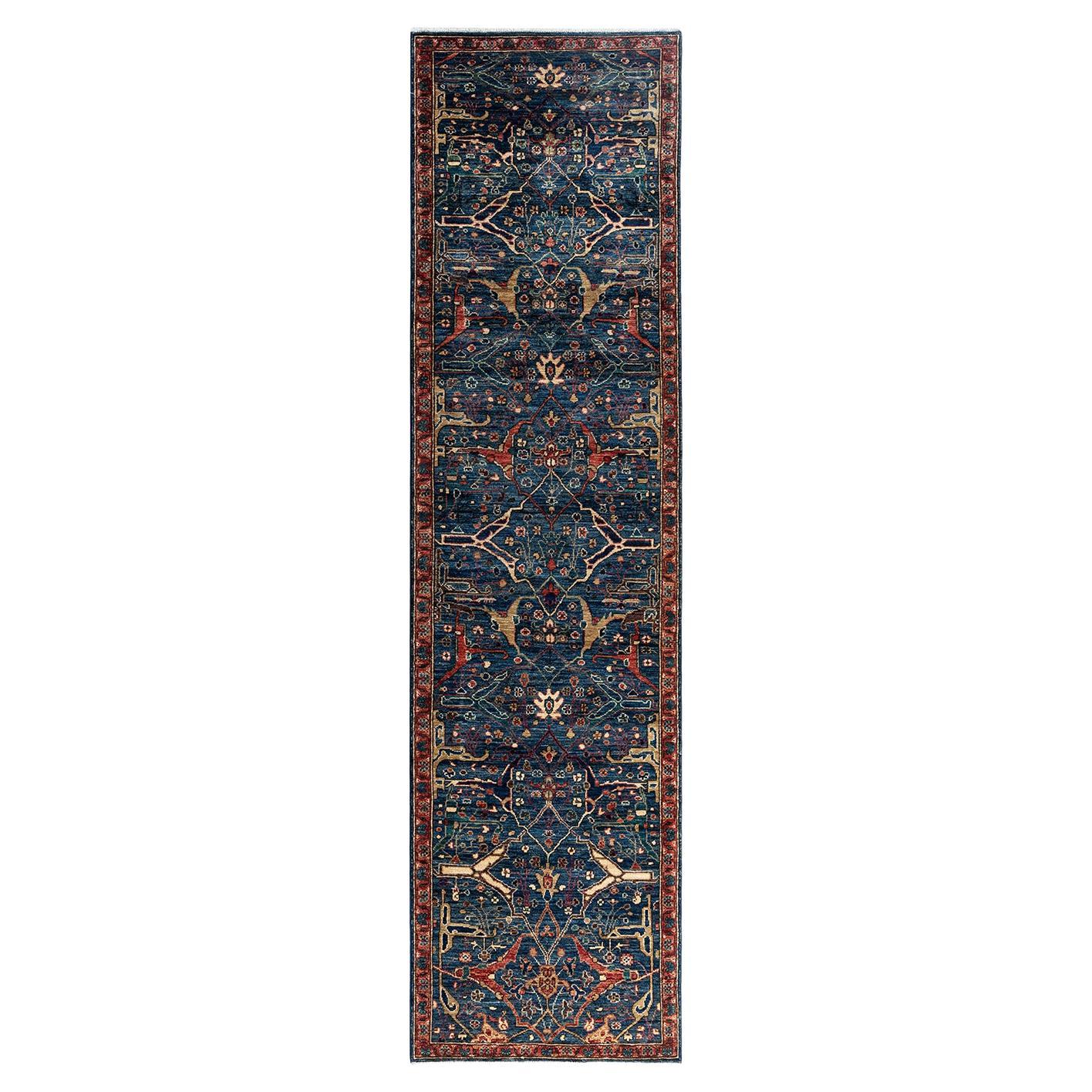 Tapis de couloir traditionnel Serapi bleu noué à la main 2' 8" x 10' 4"
