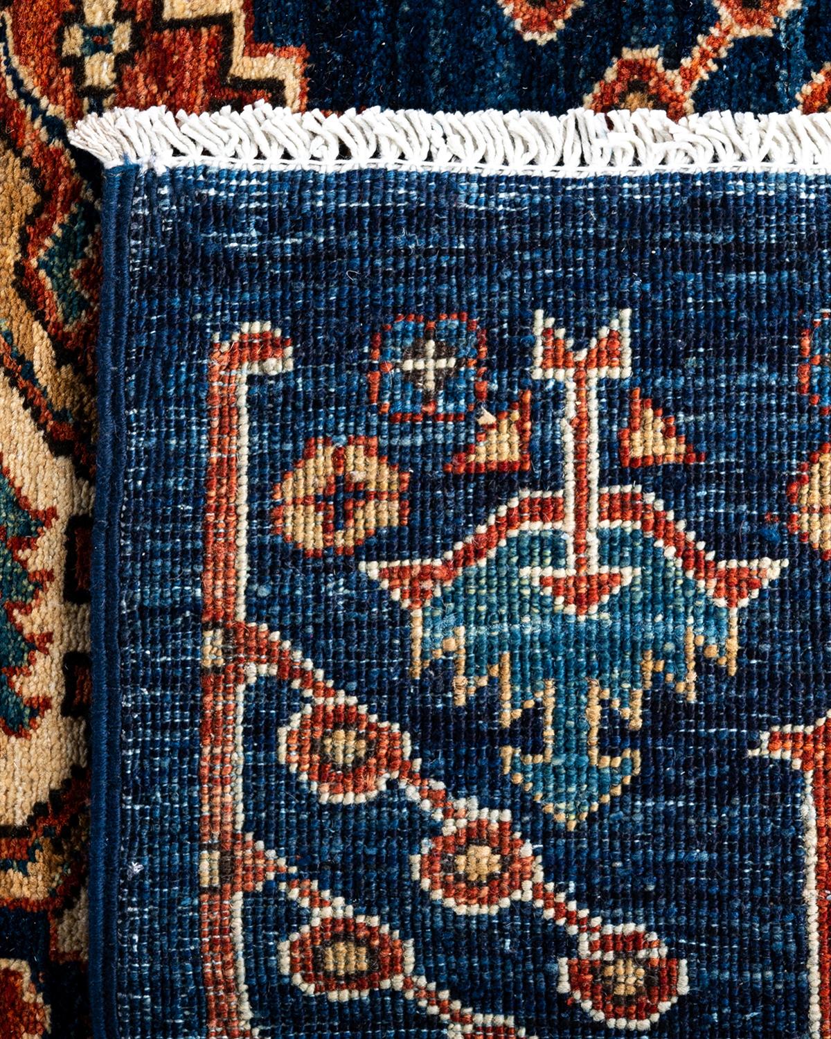 XXIe siècle et contemporain Traditionnel Serapi Tapis de laine bleu noué à la main 2' 8