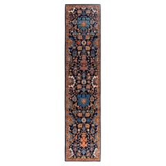 Traditional Serapi Hand Knotted Wool Blue Runner 2' 8" x 11' 4"