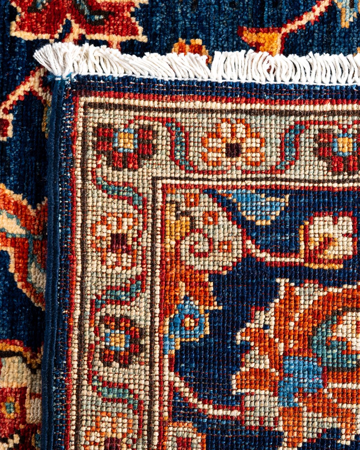 XXIe siècle et contemporain Tapis de couloir traditionnel Serapi bleu noué à la main 2' 8