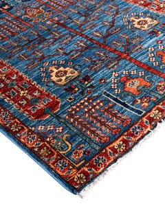 Traditional Serapi Hand Knotted Wool Blue Runner 2' 9" x 11' 10"