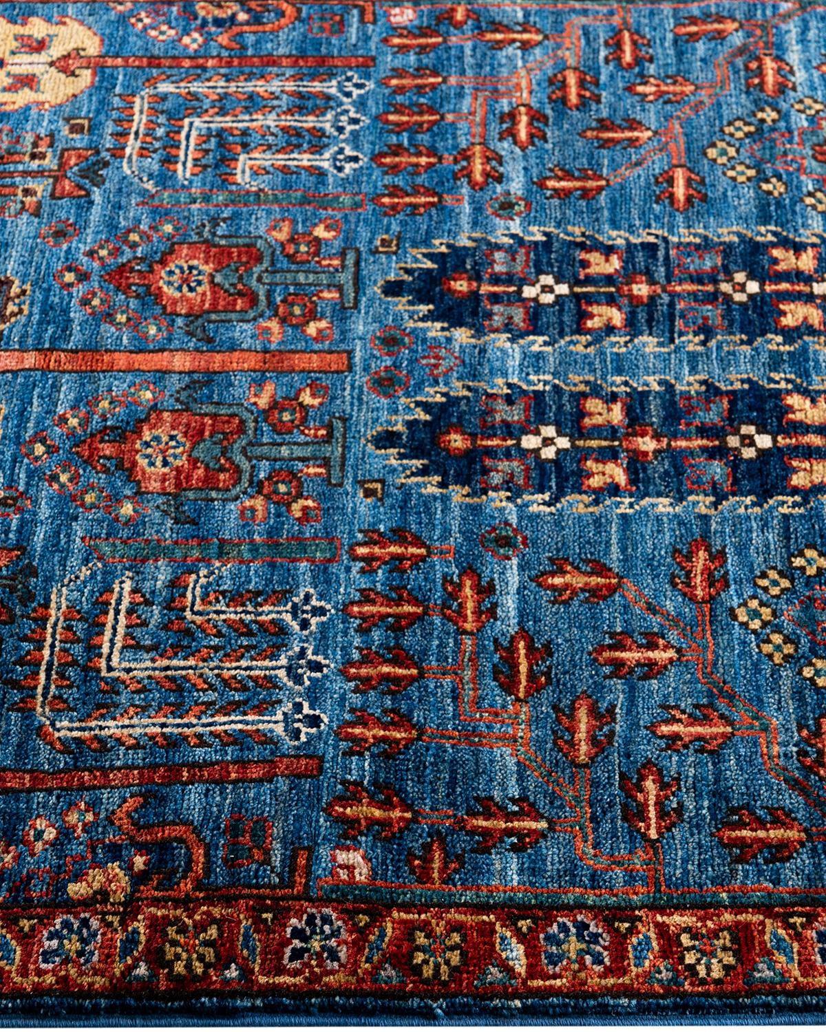 Tapis de couloir traditionnel Serapi bleu noué à la main 2' 9
