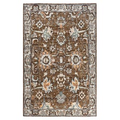 Tappeto tradizionale Serapi in lana marrone annodato a mano 3' 11" x 6' 0"