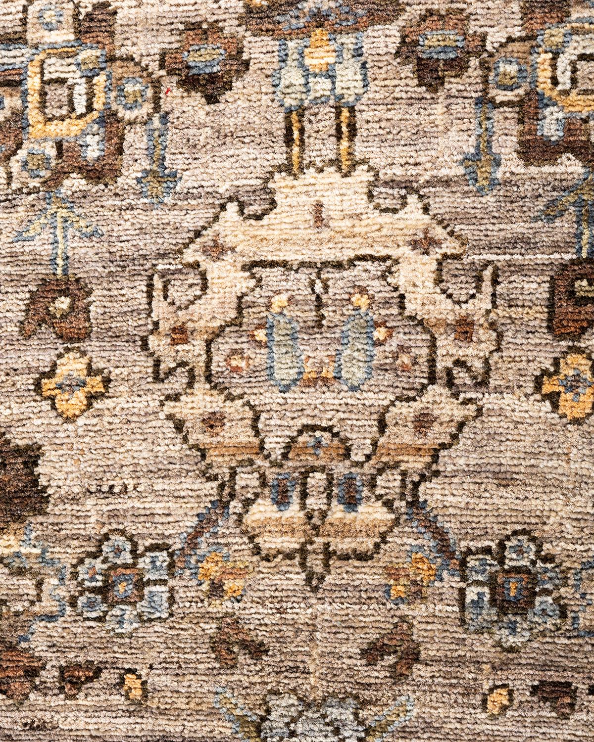 Traditionelle Serapi handgeknüpfte Wolle Brown Bereich Teppich 4' 0