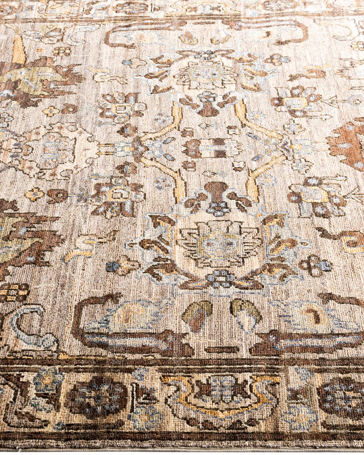 Traditionelle Serapi handgeknüpfte Wolle Brown Bereich Teppich 4' 0