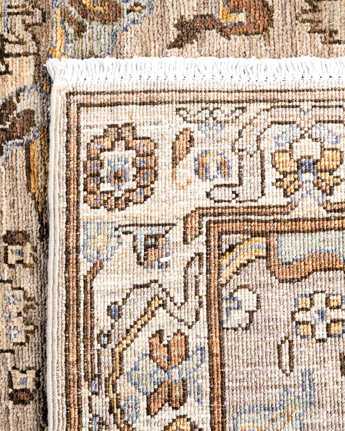 Traditionelle Serapi handgeknüpfte Wolle Brown Bereich Teppich 4' 0