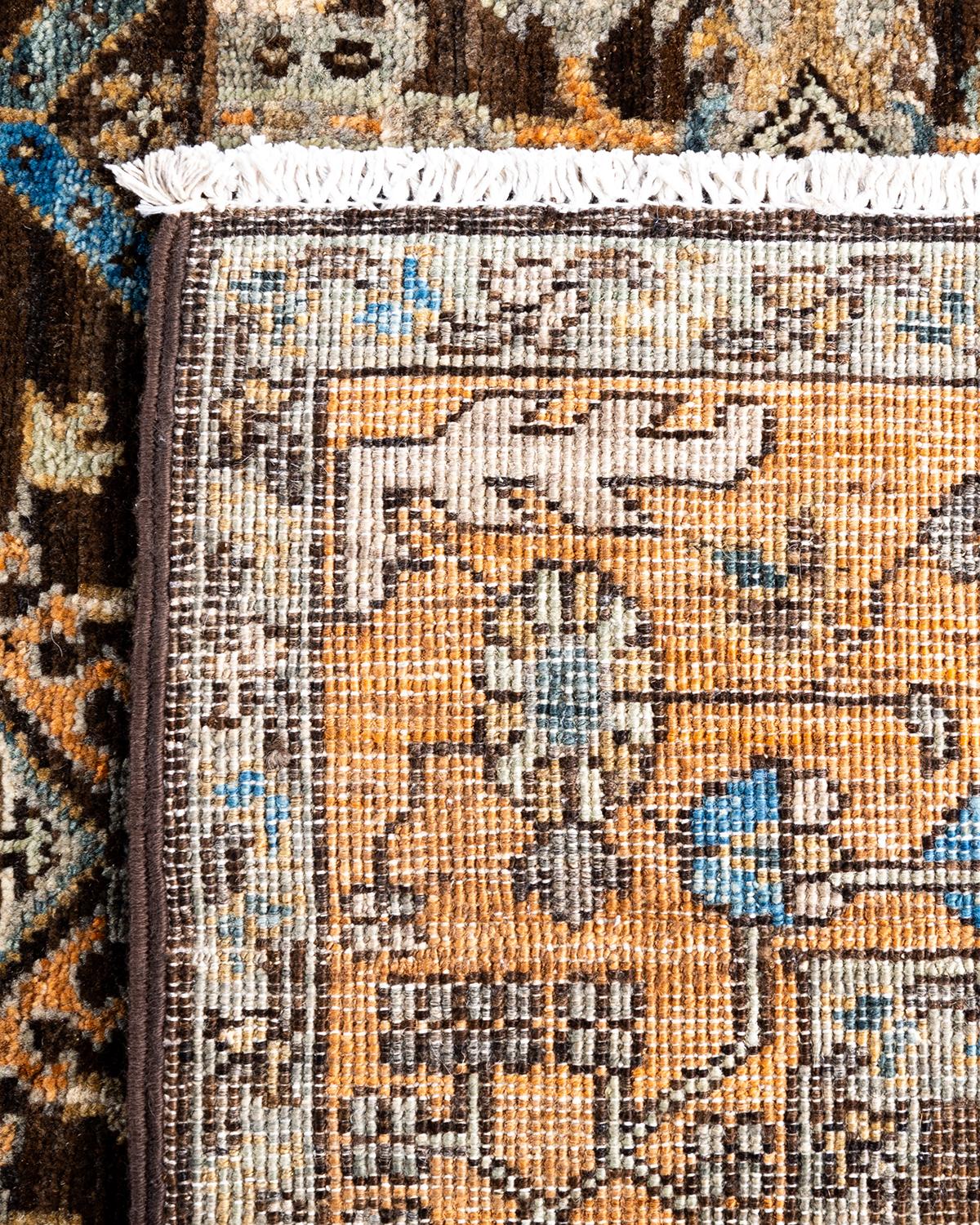 Traditionelle Serapi Hand geknüpft Wolle Brown Bereich Teppich 4' 0