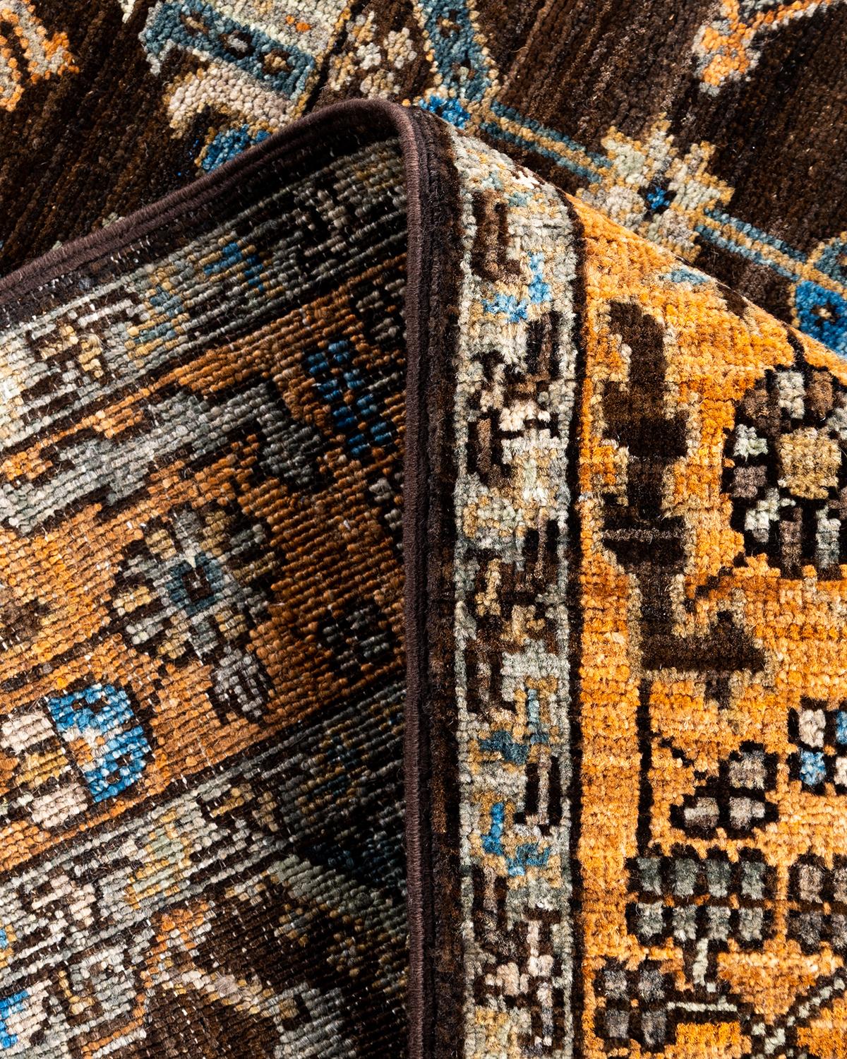 Traditionelle Serapi Hand geknüpft Wolle Brown Bereich Teppich 4' 0