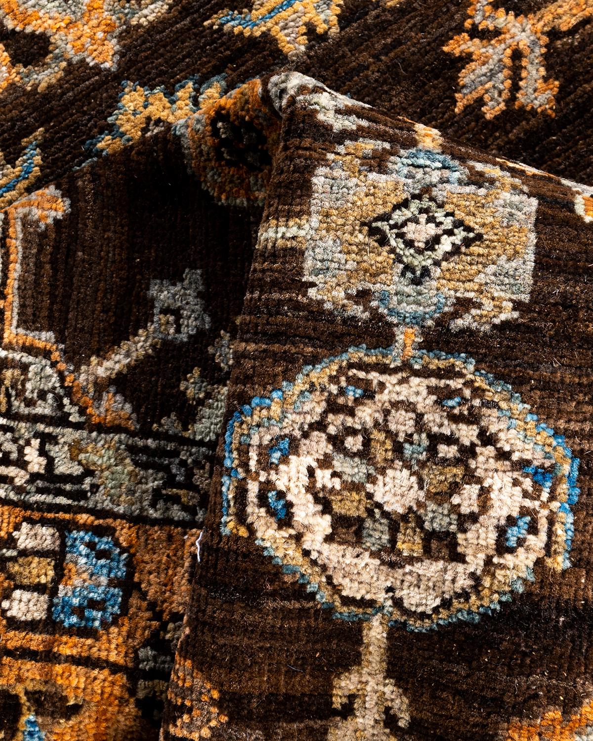 Traditionelle Serapi Hand geknüpft Wolle Brown Bereich Teppich 4' 0
