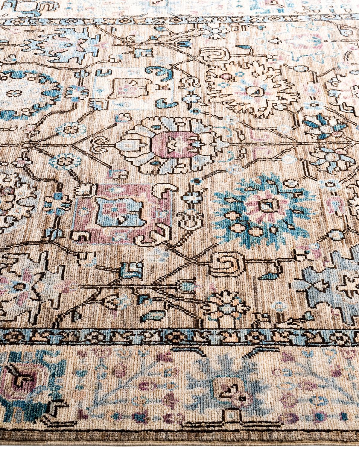 Traditionelle Serapi handgeknüpfte Wolle Brown Bereich Teppich 4' 1
