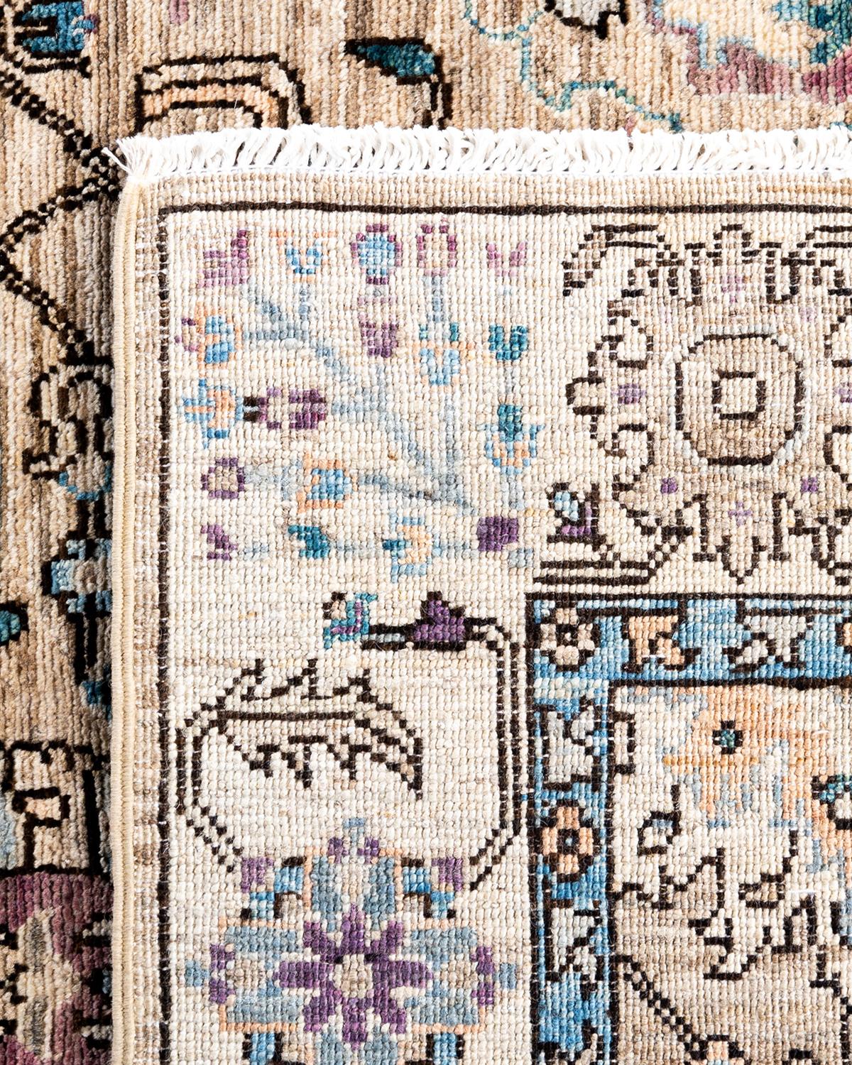 Traditionelle Serapi handgeknüpfte Wolle Brown Bereich Teppich 4' 1