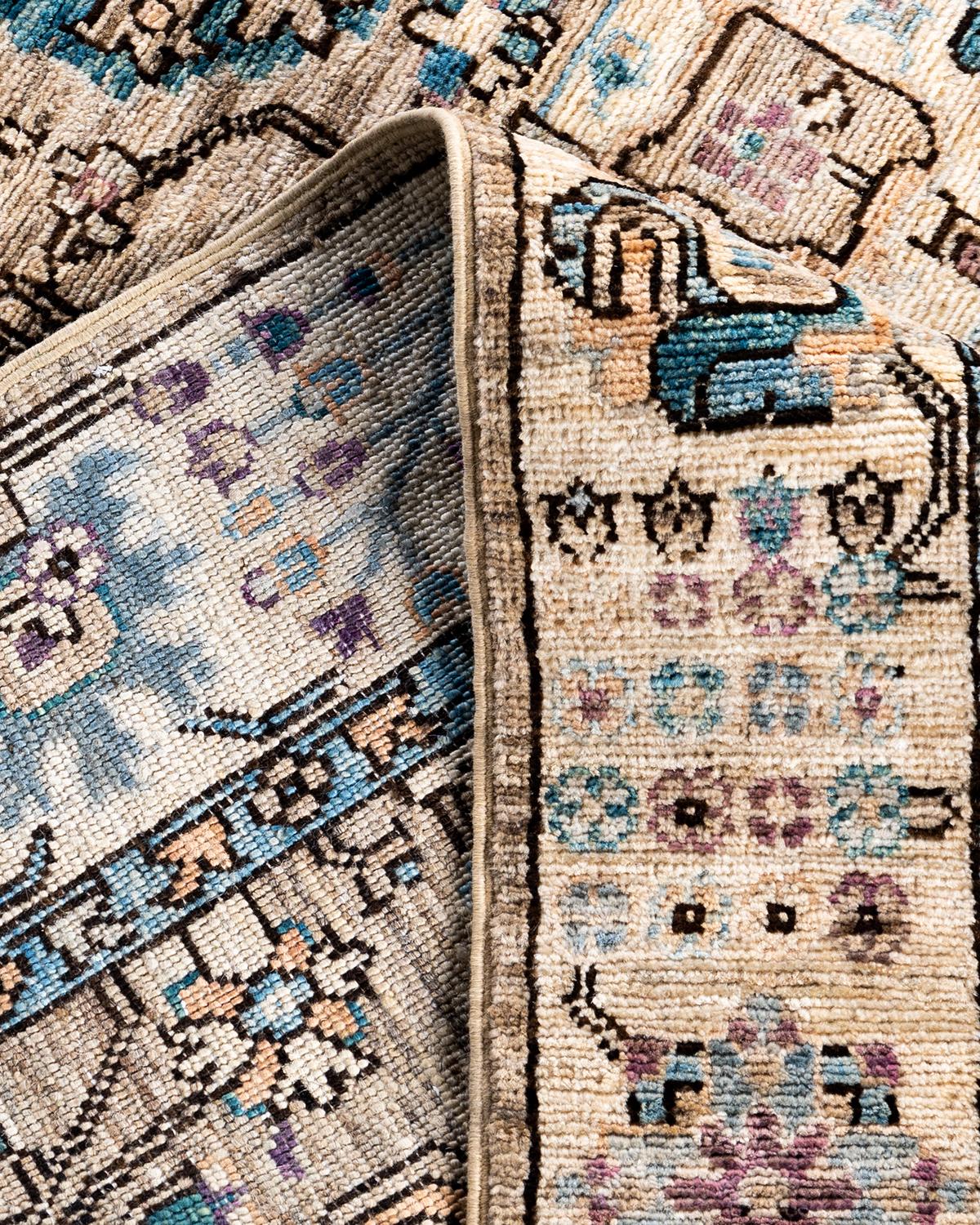 Traditionelle Serapi handgeknüpfte Wolle Brown Bereich Teppich 4' 1