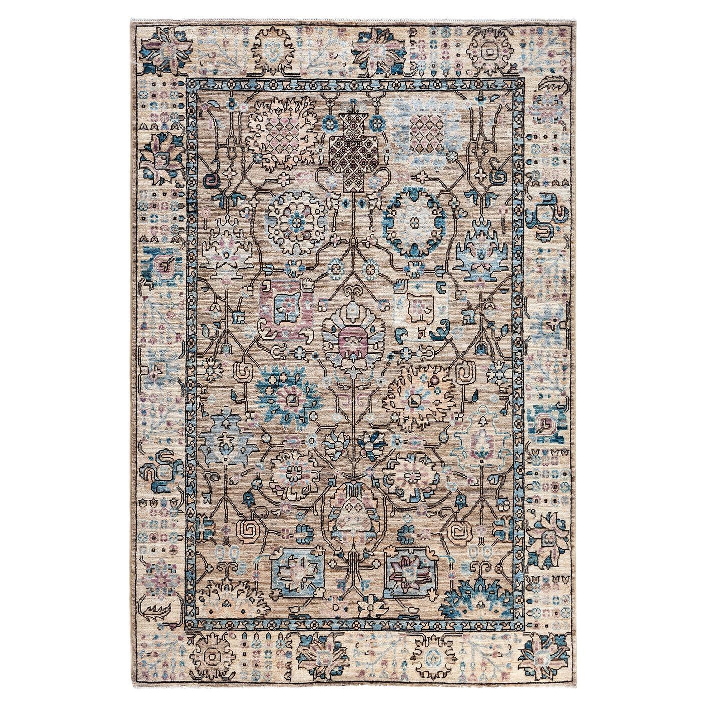 Traditional Serapi Hand Knotted Wool Brown Area Rug 4' 1" x 6' 0"