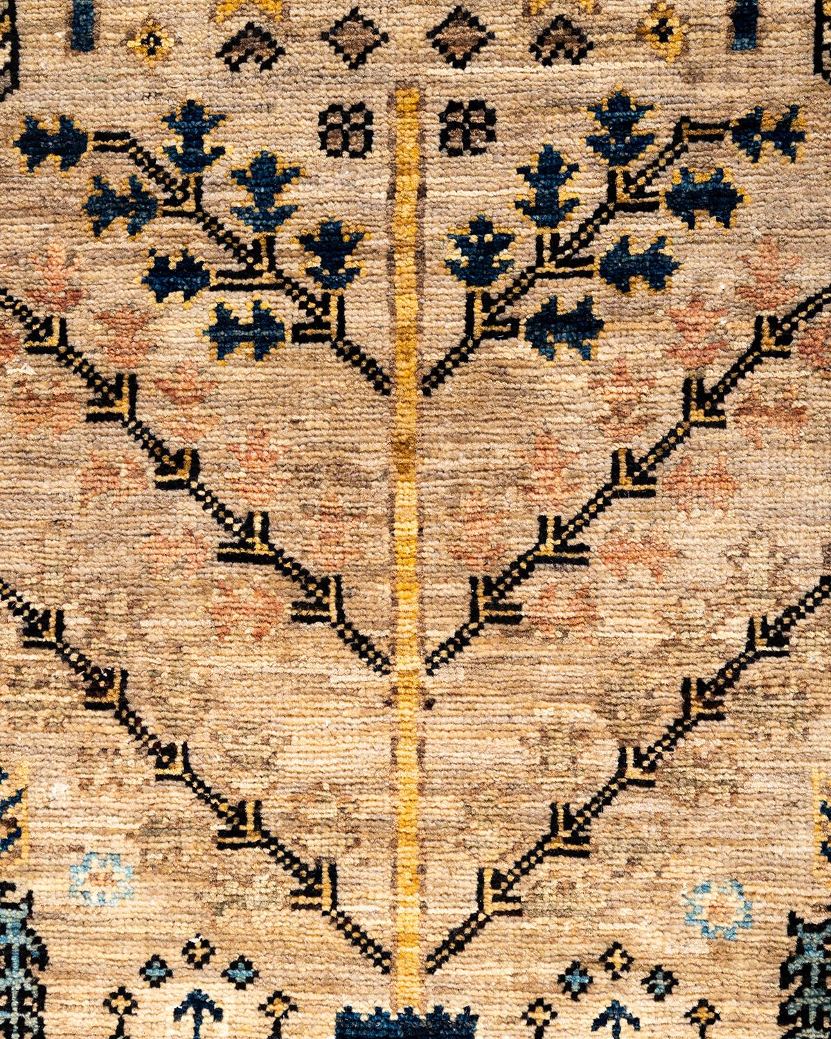Traditionelle Serapi handgeknüpfte Wolle Brown Bereich Teppich 4' 2