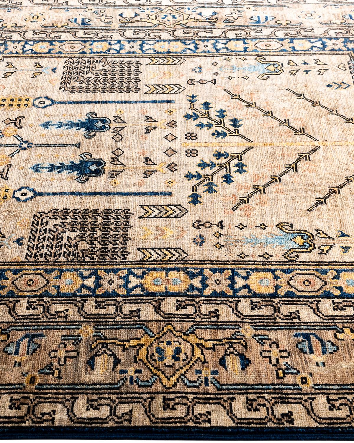 Traditionelle Serapi handgeknüpfte Wolle Brown Bereich Teppich 4' 2