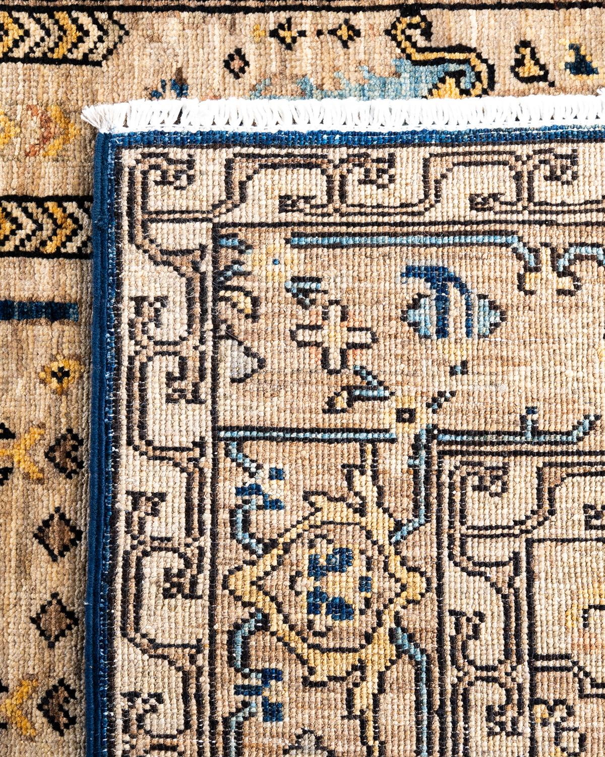 Traditionelle Serapi handgeknüpfte Wolle Brown Bereich Teppich 4' 2