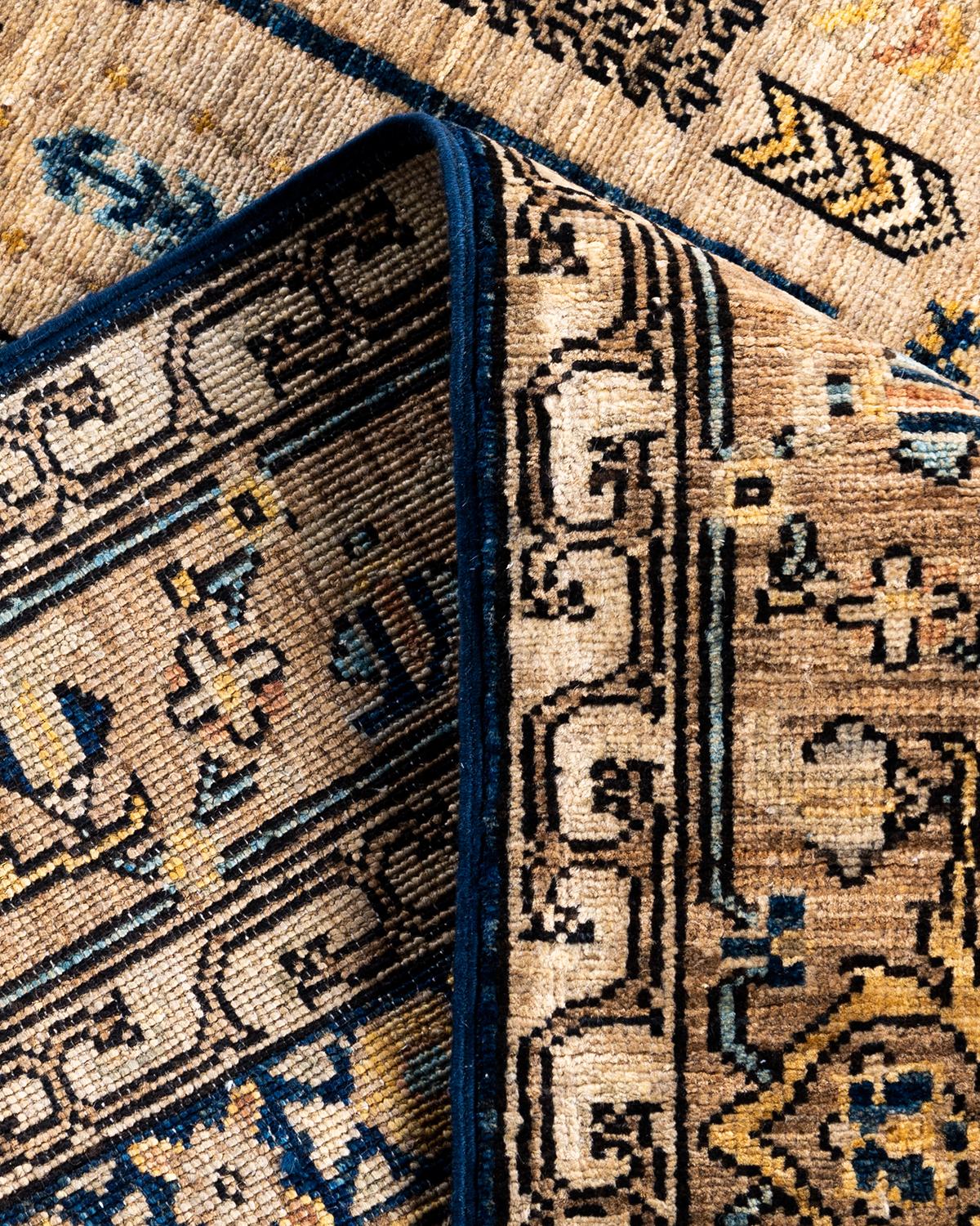 Traditionelle Serapi handgeknüpfte Wolle Brown Bereich Teppich 4' 2