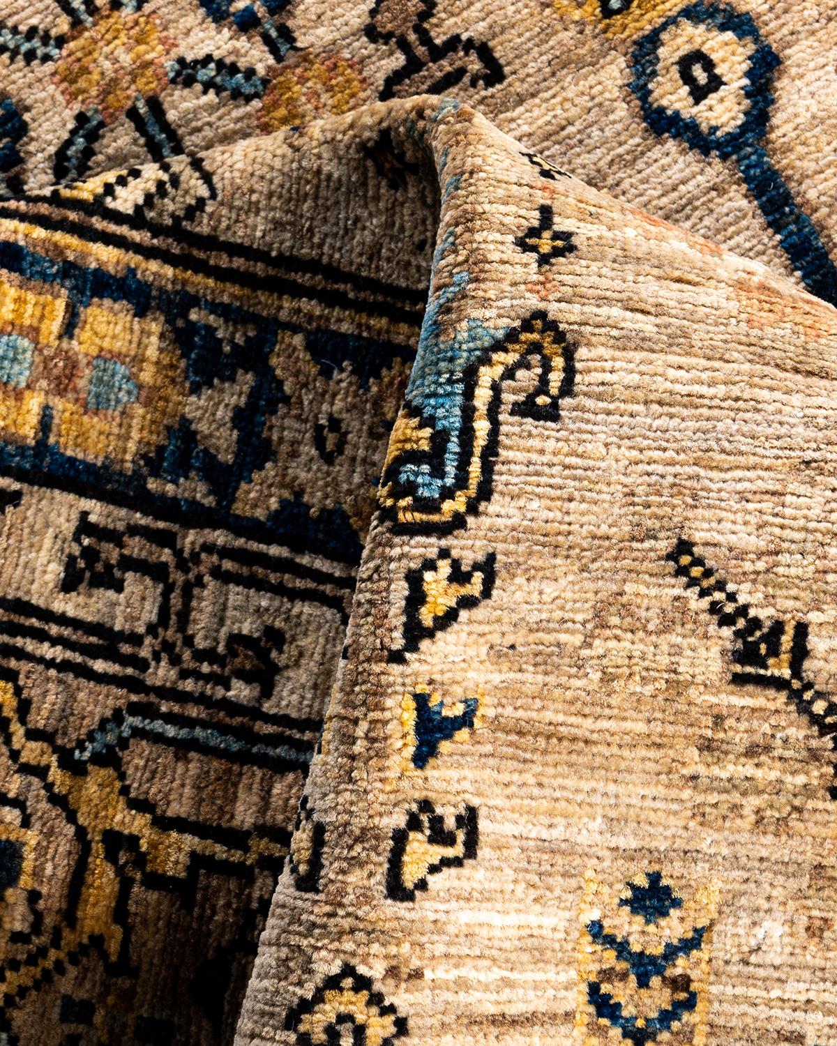Traditionelle Serapi handgeknüpfte Wolle Brown Bereich Teppich 4' 2
