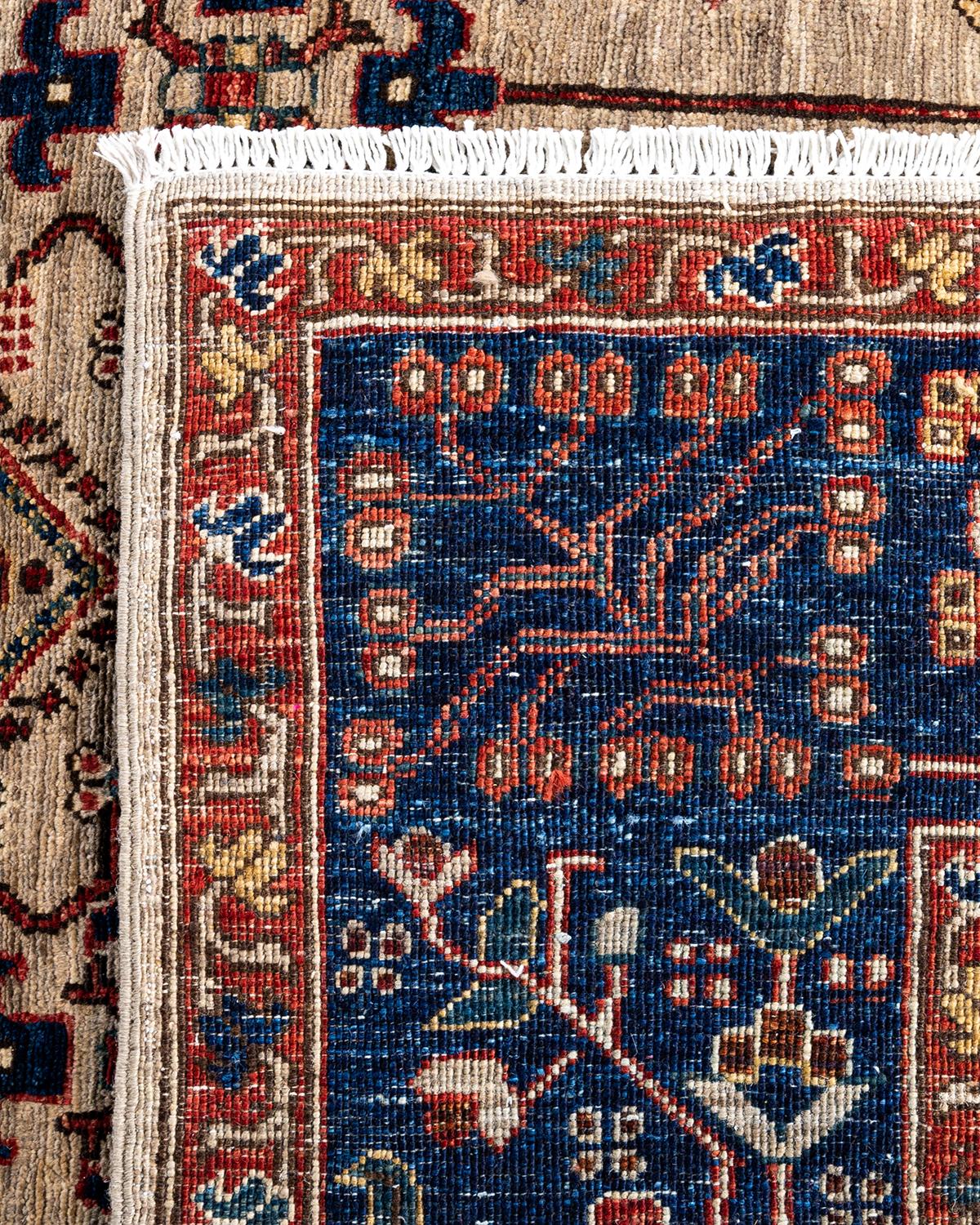 XXIe siècle et contemporain Traditional Serapi Tapis de zone en laine nouée à la main Brown 6' 0