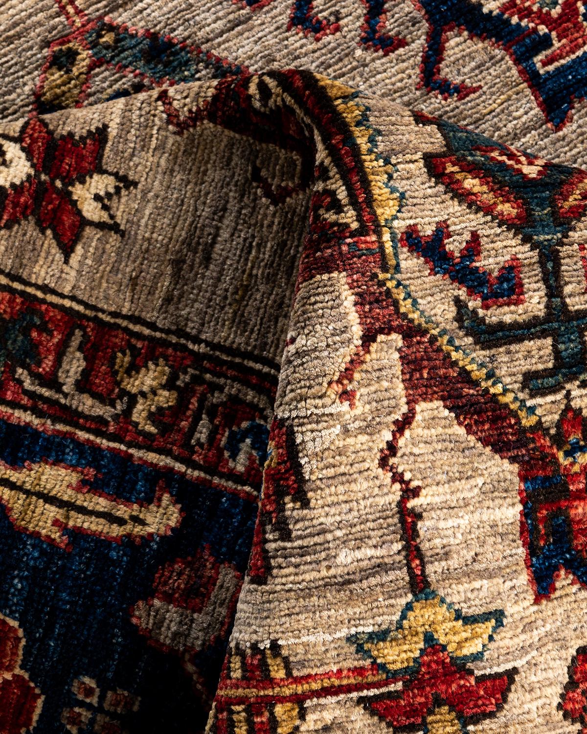 Traditional Serapi Tapis de zone en laine nouée à la main Brown 6' 0