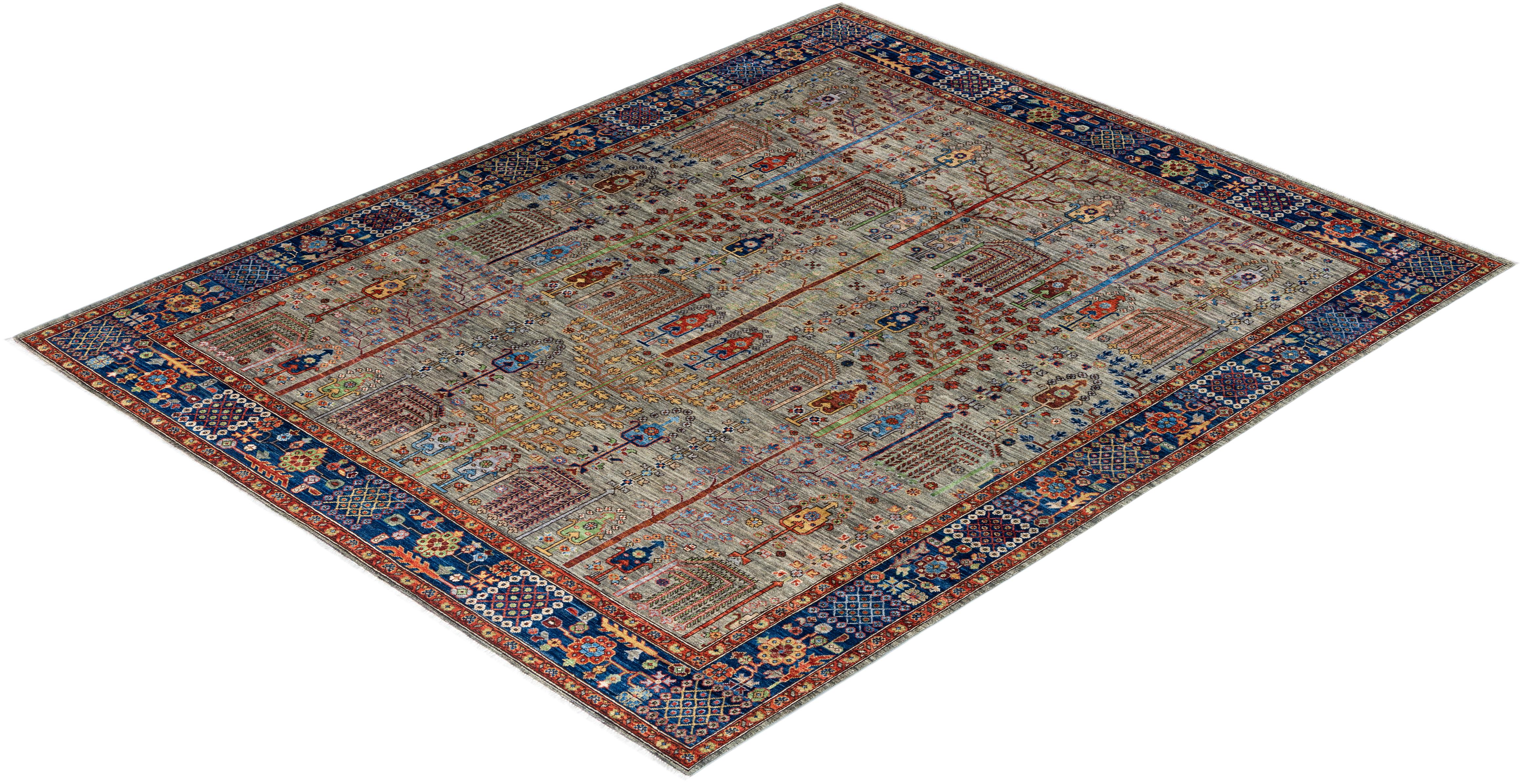 Traditionelle Serapi Hand geknüpft Wolle Brown Bereich Teppich 8' 0