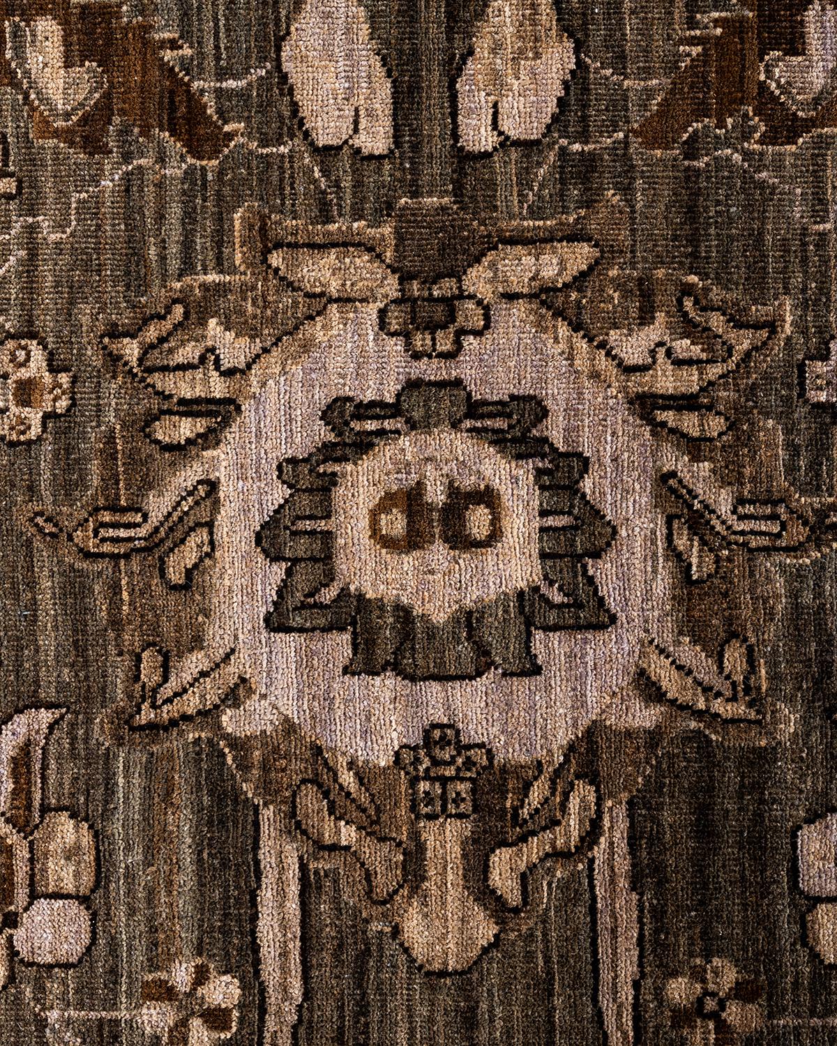 Traditionelle Serapi handgeknüpfte Wolle Brown Bereich Teppich 8' 2