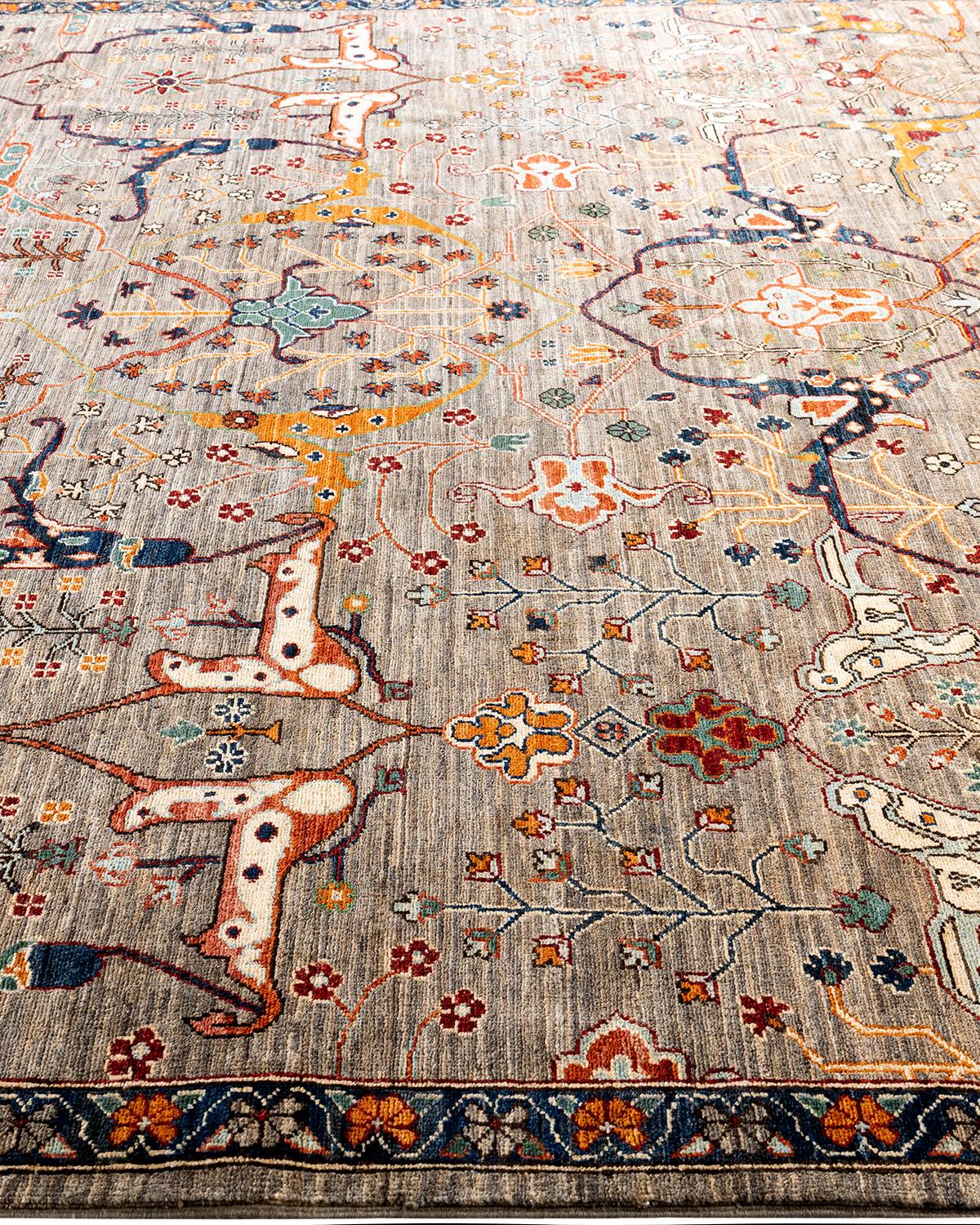 Traditionelle Serapi handgeknüpfte Wolle Brown Bereich Teppich 8' 2